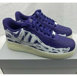 Nike Air Force 1 Low '07 QS Purple Skeleton Halloween Shoes CU8067-500 Size 5